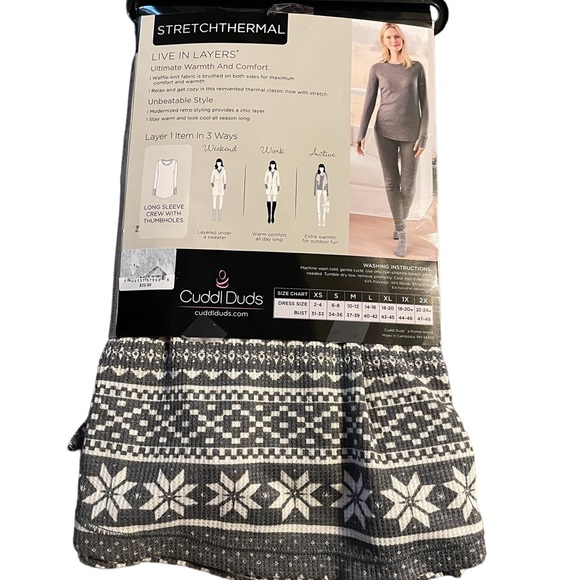 Cuddl Duds Long Sleeve Crew with Thumbholes, Waffle Knit, Size S, NIP - Picture 4 of 7